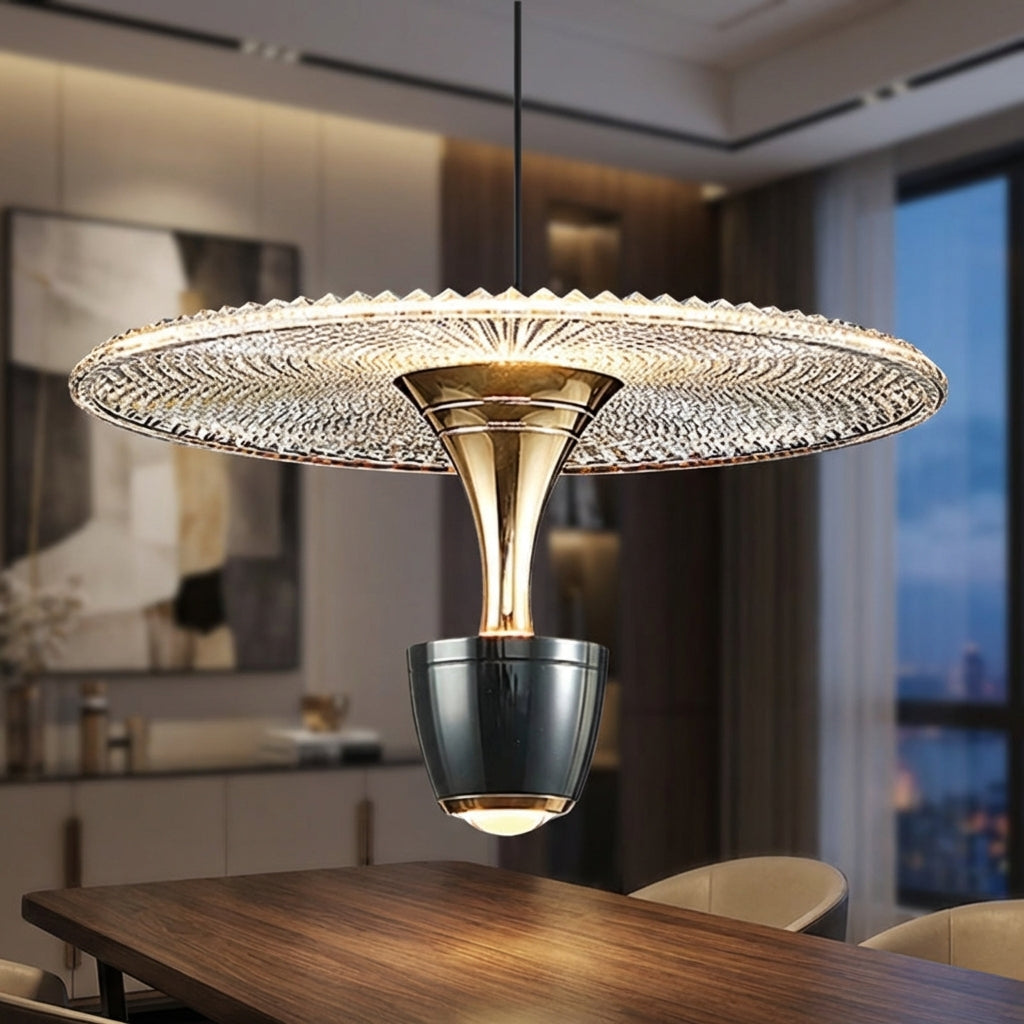 Modern Glissara pendant ceiling light, stylish illumination for contemporary living rooms & dining areas.