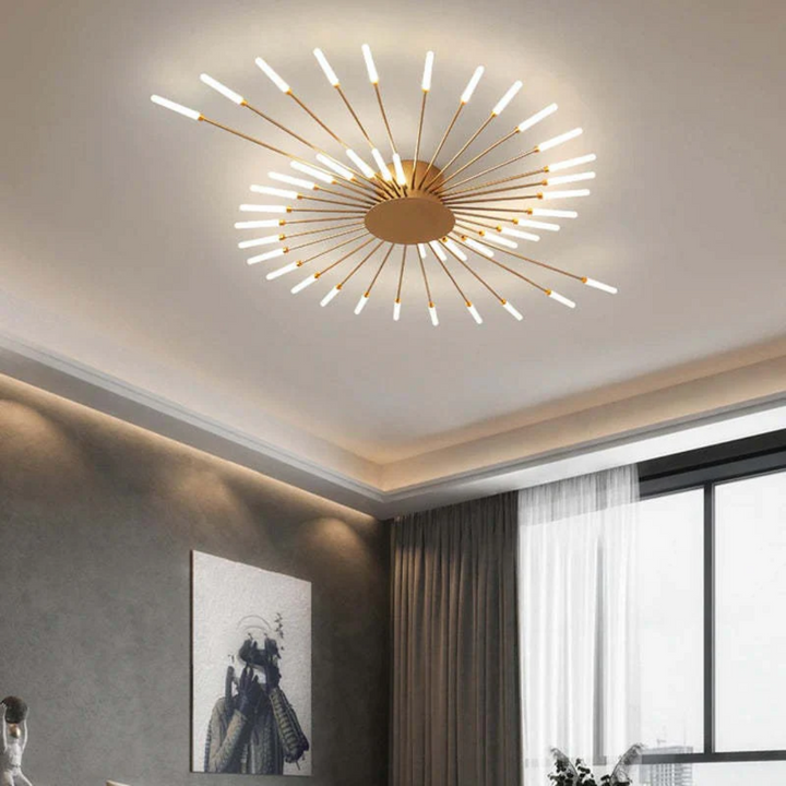 Dimmable LED ceiling light, modern large design with bright illumination.