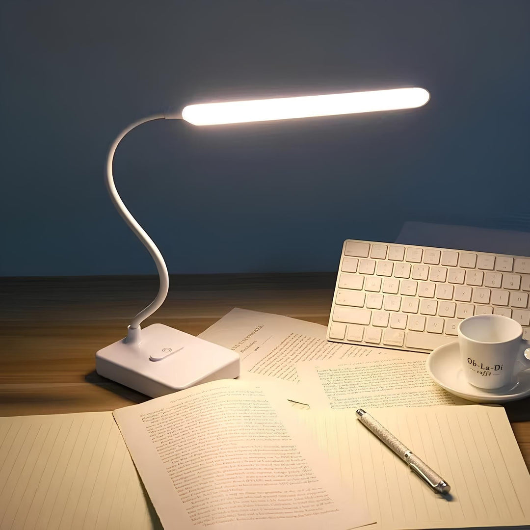 Versatile dimmable LED task light, LumoFlex flexible desk lamp, ideal for home office or student desk.