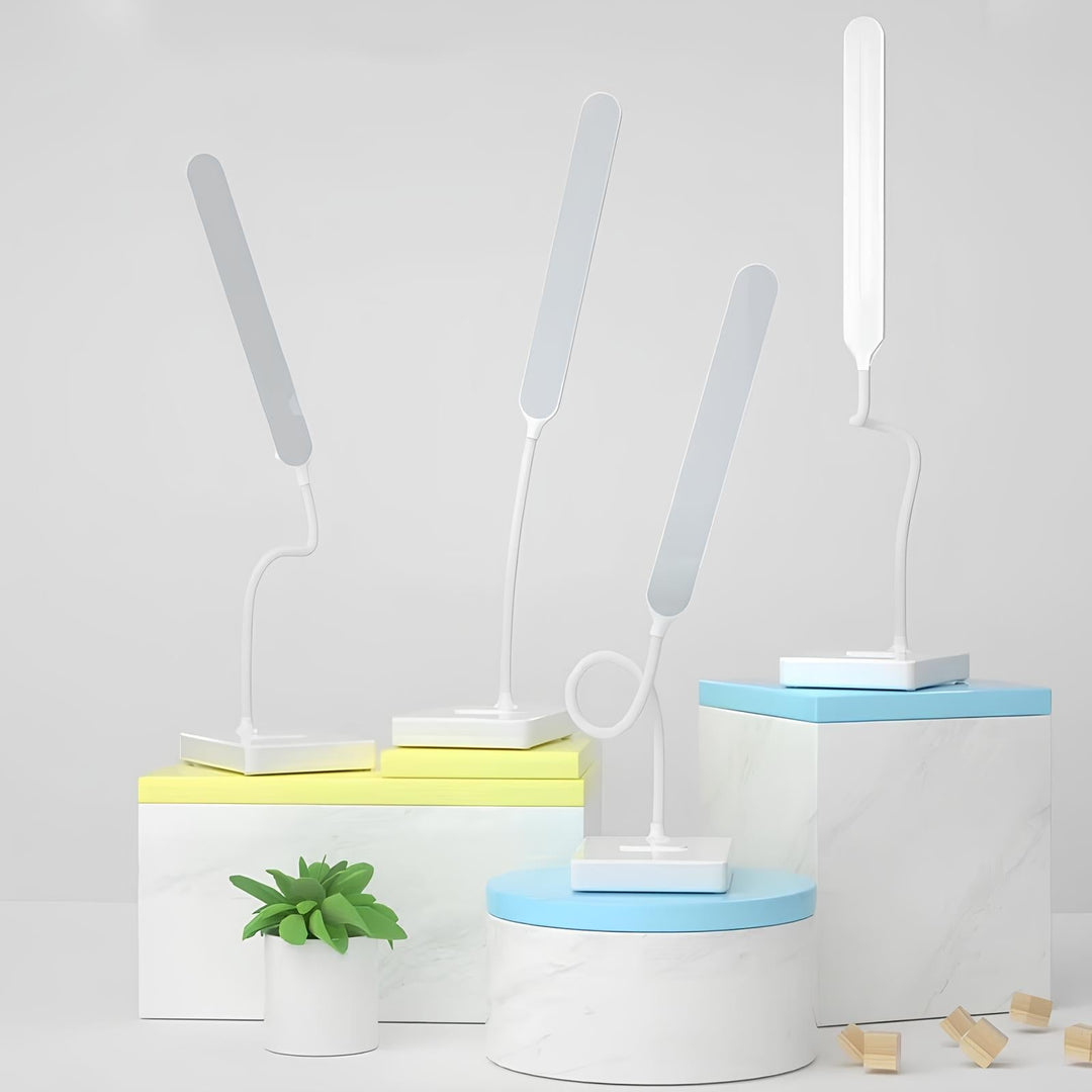 LumoFlex flexible LED desk lamp for home & office. USB/plug-in, dimmable, modern design, adjustable light.