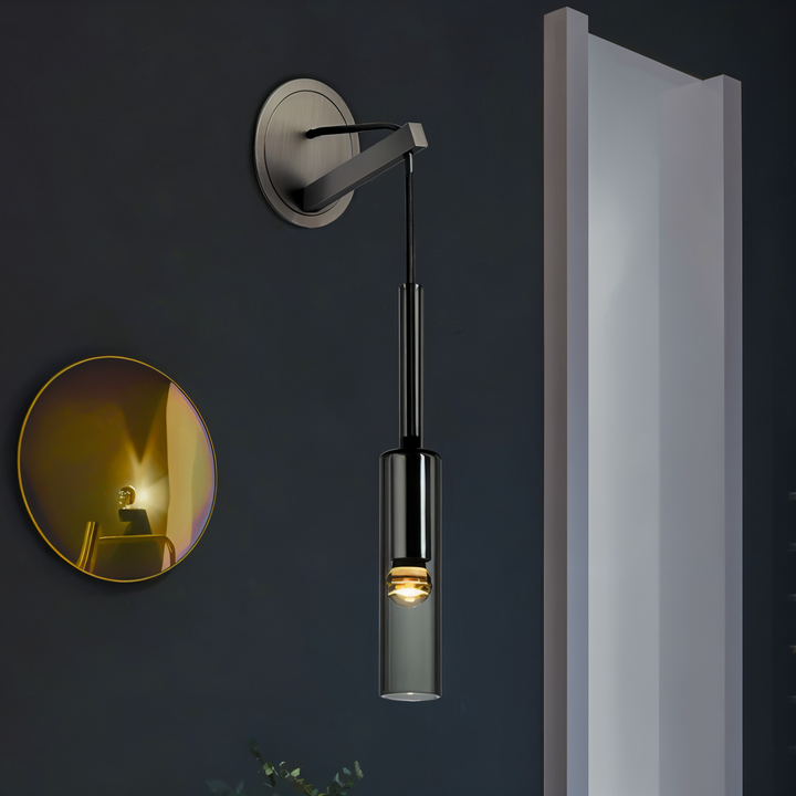 Accent light: modern wall lamp Orvane with a distinctive smoke glass shade. Easy installation.