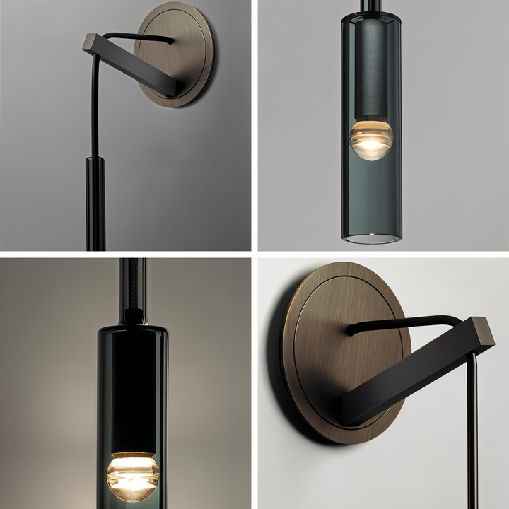Contemporary LED wall lamp Orvane with stylish smoke glass, creating a unique lighting experience.