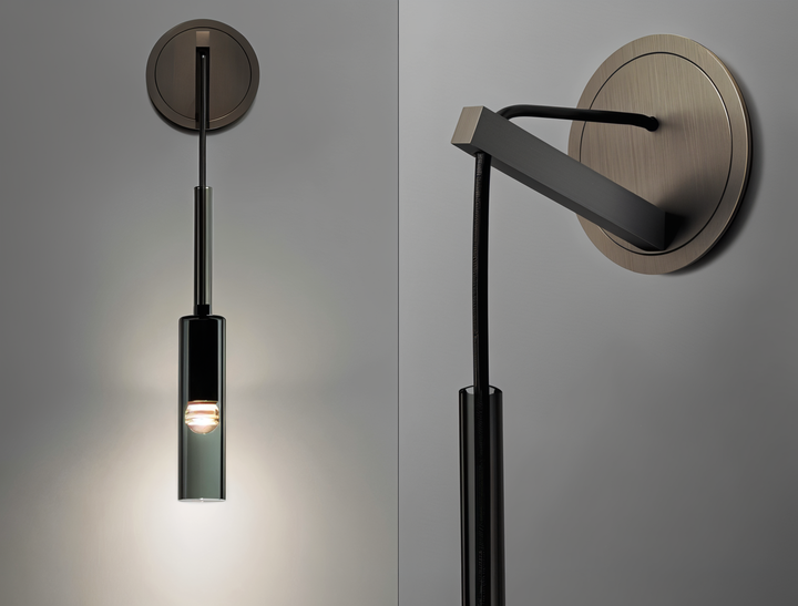 Orvane modern wall lamp, smoke glass design, provides soft ambient lighting for any room.