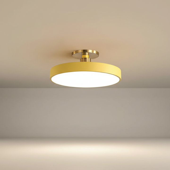 Energy-efficient semi-recessed LED ceiling light, modern fixture for soft, comfortable lighting & home decor.