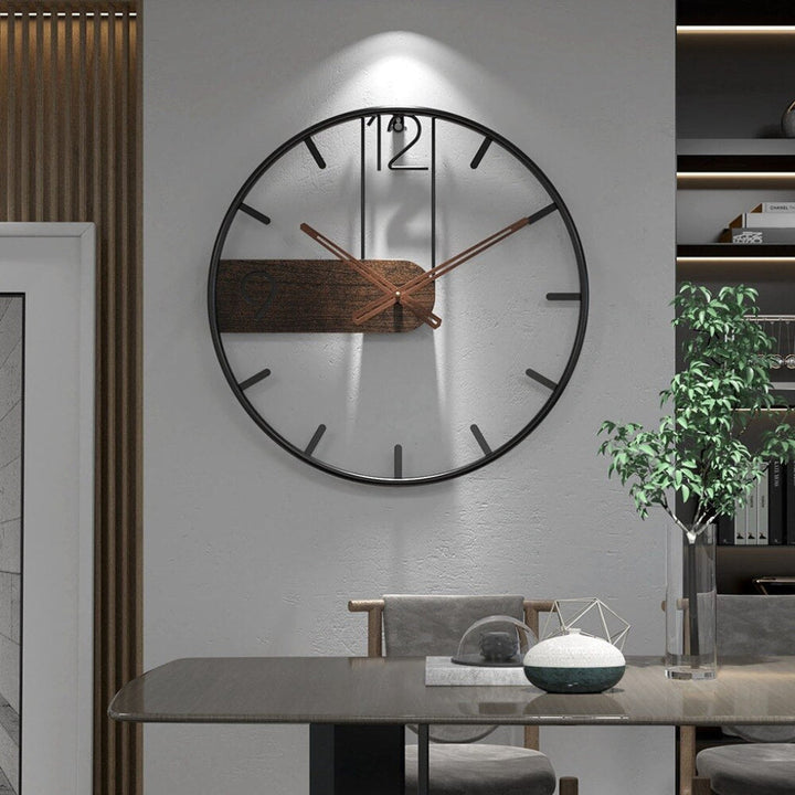Modern silent wall clock for contemporary home & office decor. Elegant quartz movement, large living room accent.