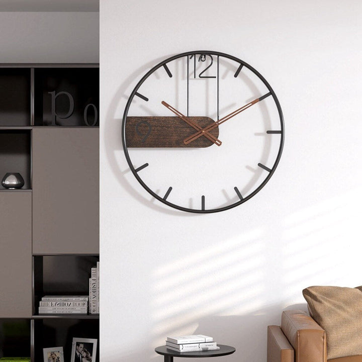 Decorative modern wall clock, silent quartz for elegant home or office. Contemporary style, perfect living room accent.