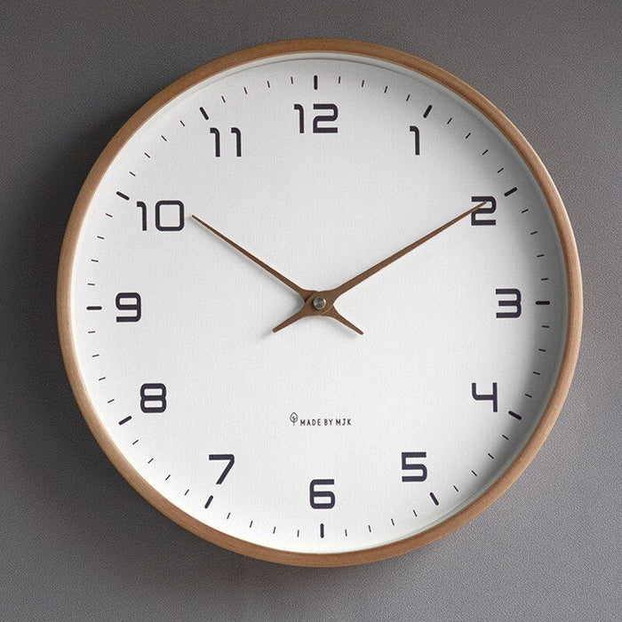 Aesthetic modern wooden wall clock, silent and solid wood. Stylish home decor for contemporary living & office spaces.