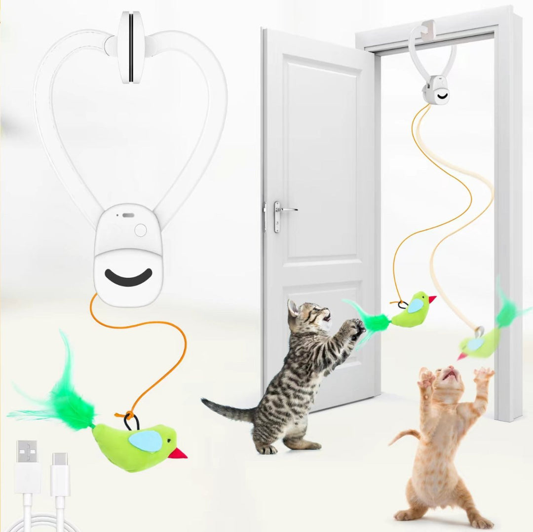 Interactive bird cat toy, rechargeable, providing endless entertainment & enrichment for playful indoor cats.