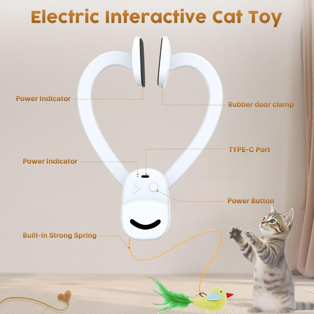 Pet cat engaging with an interactive bird toy, enhancing playtime & satisfying natural hunting urges.