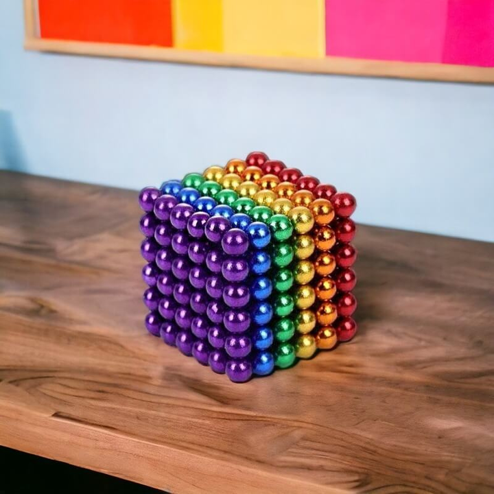 Magnetic stress relief balls & building toy. Multicolor educational construction set fosters creativity & problem-solving skills.