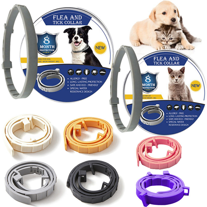 Waterproof pet collar offers natural, long-lasting flea & tick protection for dogs & cats. Keeps pests away.