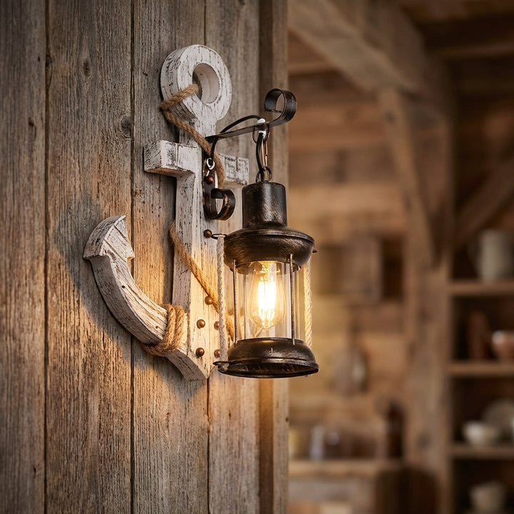 NautiGlow Coastal Nautical Anchor Wall Sconce. Elegant LED wall light for beach house decor & maritime theme home.