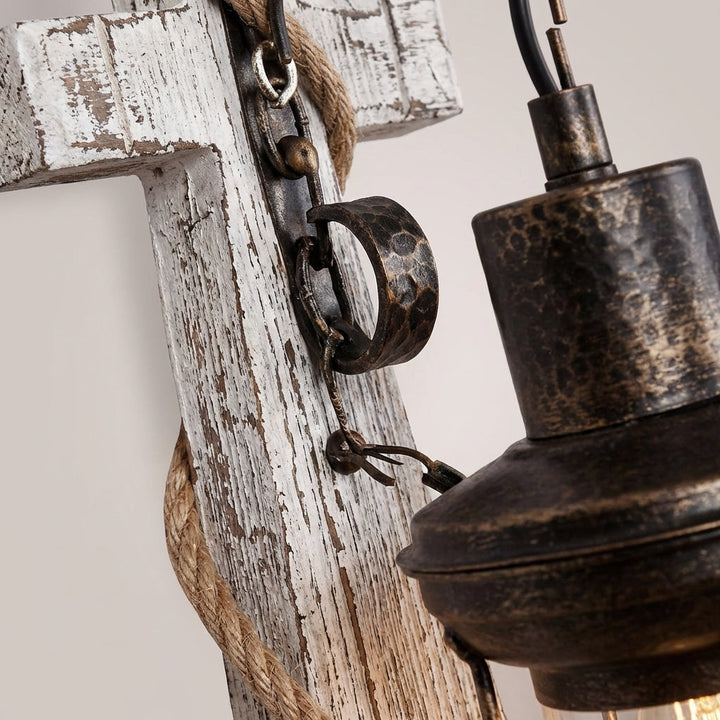 Decorative anchor wall sconce. Coastal style LED lantern light for nautical home decor & beach house ambiance.