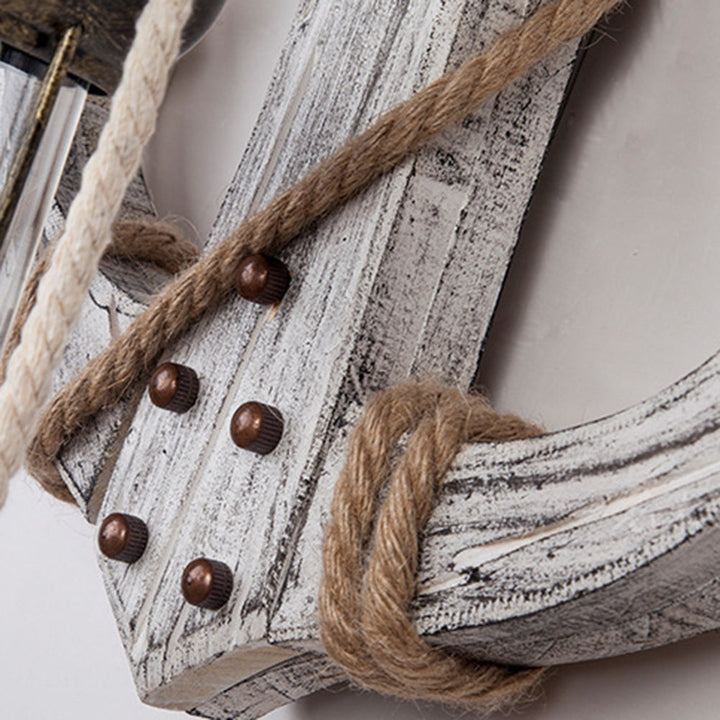 Coastal anchor wall sconce, LED lighting. Nautical home decor & beach house wall light, rustic design.