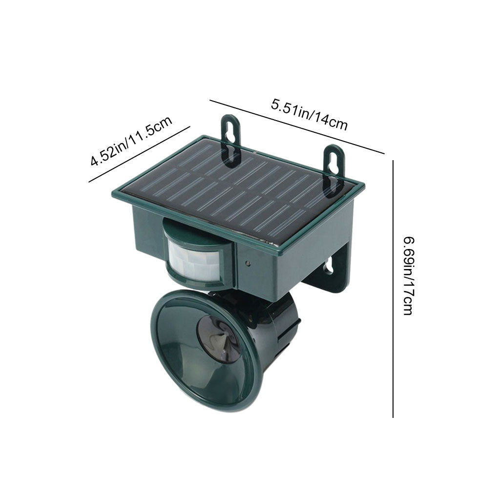 Innovative garden protector: Solar bird repeller with motion-activated sound & ultrasonic pest control.