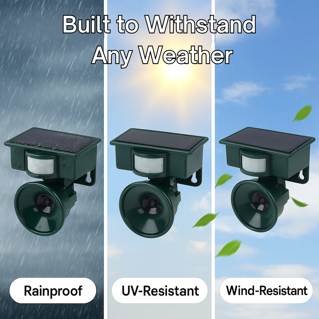 Effective wildlife control device: Solar bird repeller with motion detection for garden protection.