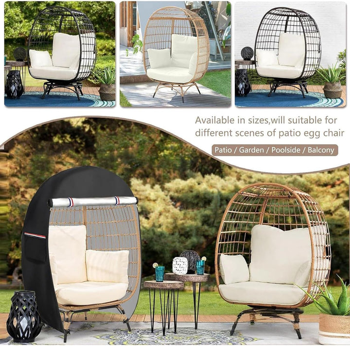Furniture protection: outdoor waterproof egg chair cover with double zipper, UV resistant.