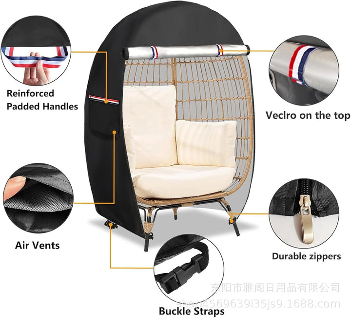 Enhance outdoor living with this waterproof, heavy-duty egg chair cover, double zipper.