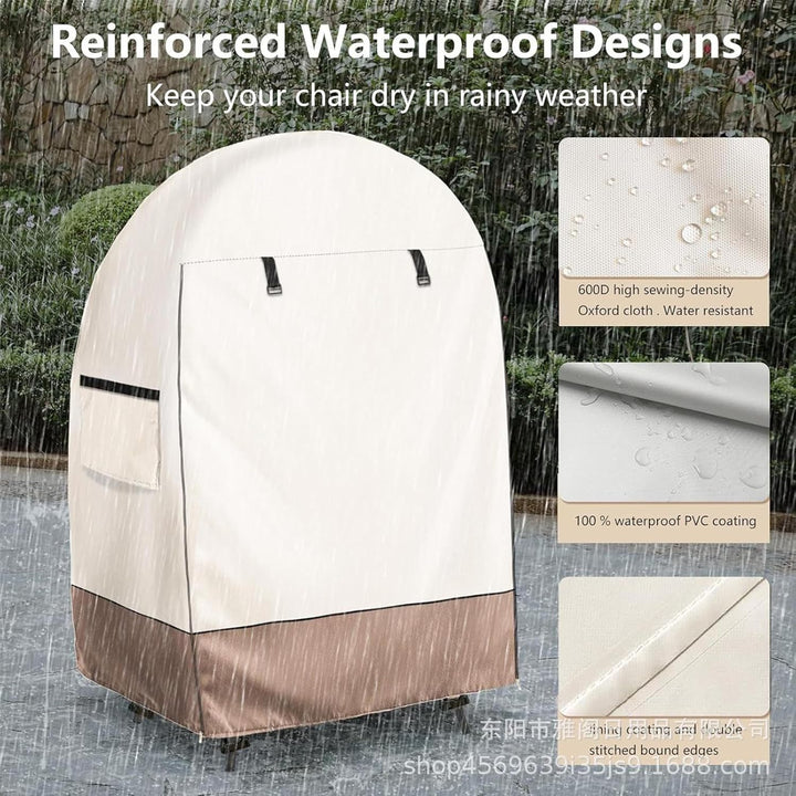 All-weather outdoor egg chair cover, waterproof, UV-resistant, protects with double zipper.