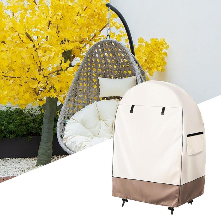 Outdoor egg chair cover with robust double zipper, waterproof & UV resistant.