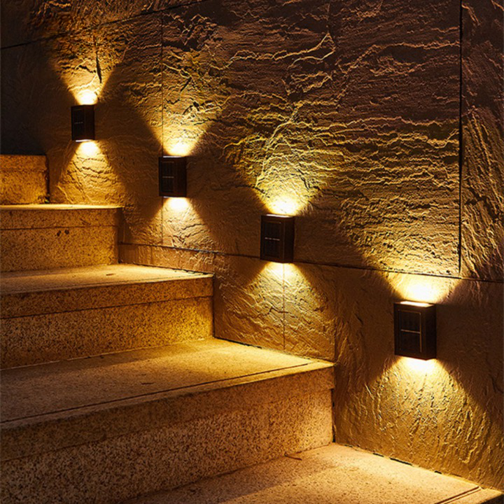 Outdoor wireless solar LED wall lamp, perfect for garden, patio, or pathway lighting. Energy-efficient security light.