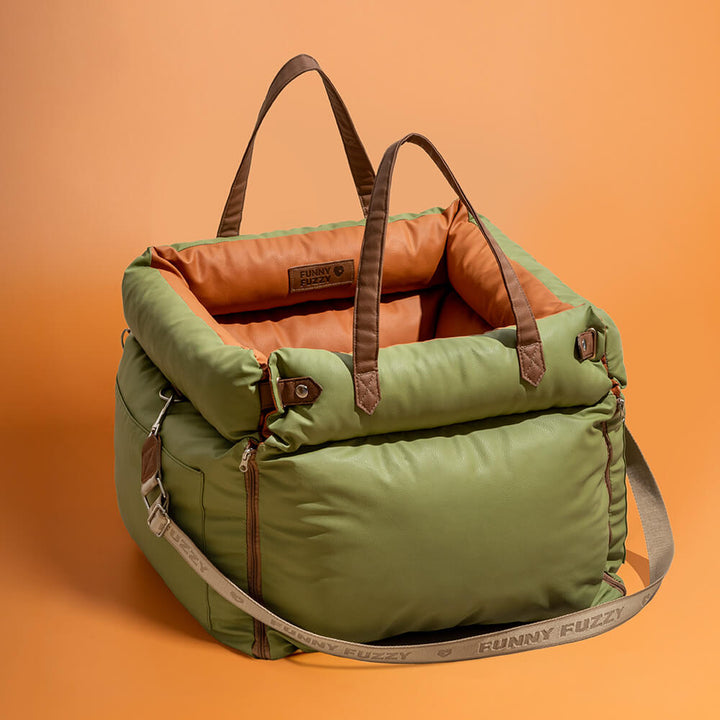 PawLuxury dog car seat, comfortable pet booster for secure and safe vehicle travel.