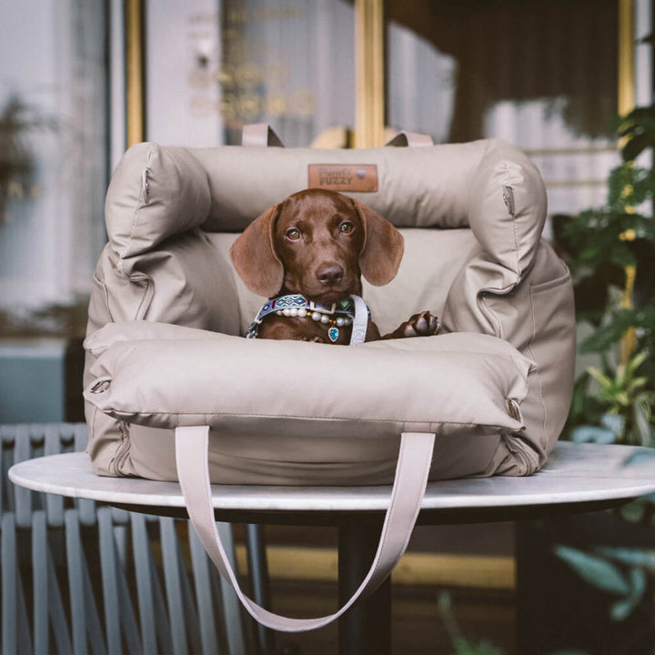 Vehicle pet seat by PawLuxury, offering a comfortable and secure booster for dogs.