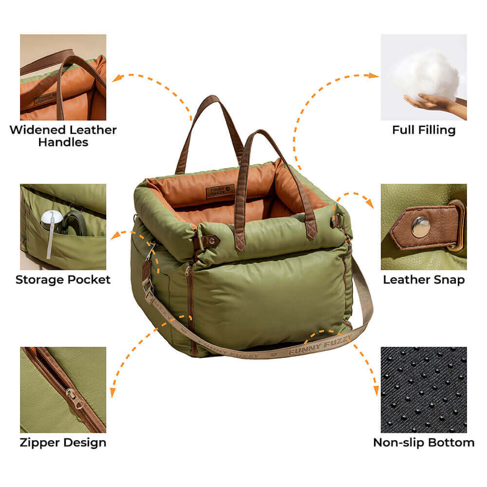 PawLuxury dog accessories: comfortable car seat booster for secure pet travel.