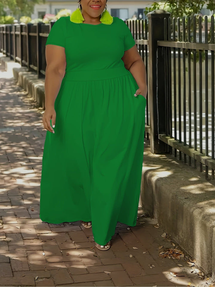 Elegant plus size women's maxi dress, comfortable & flowy, perfect for summer.