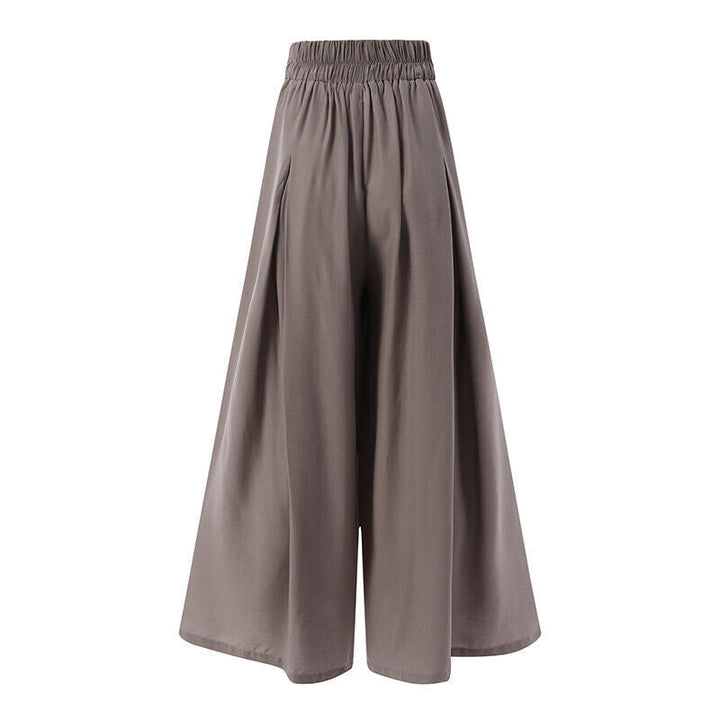 Flattering high-waist plus-size work pants, featuring a wide-leg cut for women's elegant fashion.