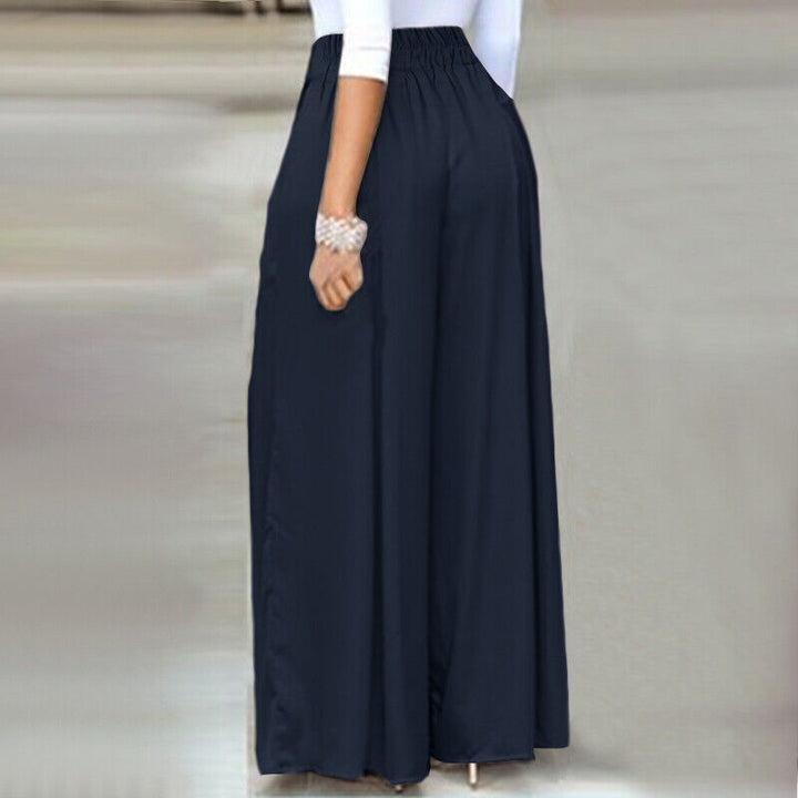 Plus-size women's professional wide-leg pants, comfortable and stylish for all-year office wear.