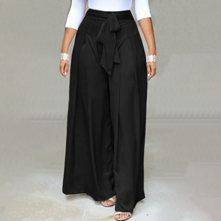 Women's wide-leg trousers, a comfortable high-waist design for plus-size professional fashion.
