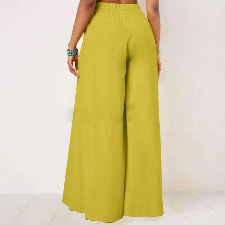 Comfortable plus-size wide-leg palazzo pants, versatile for women's work and elegant fashion.