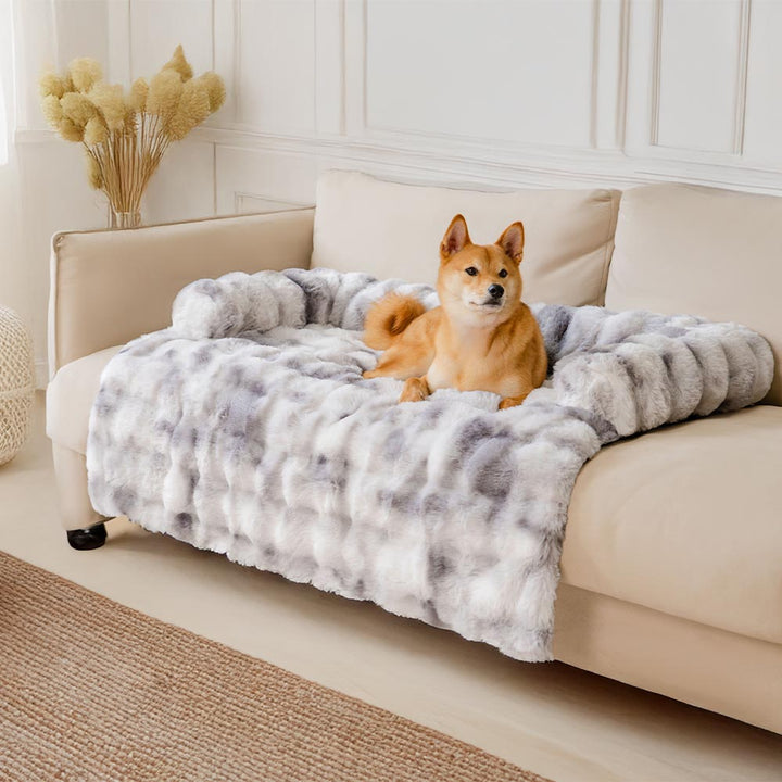 Cozy pet bed, plush sofa protector with anti-slip design for ultimate dog comfort & furniture guard.