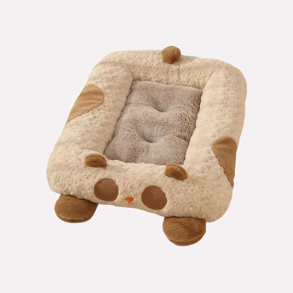 Luxurious plush curled nest pet bed ensures deep, secure sleep & cozy comfort for your beloved dog. Machine washable.