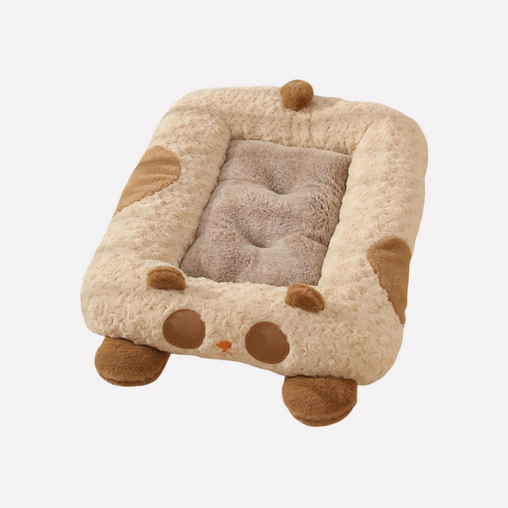 Luxurious plush curled nest pet bed ensures deep, secure sleep & cozy comfort for your beloved dog. Machine washable.