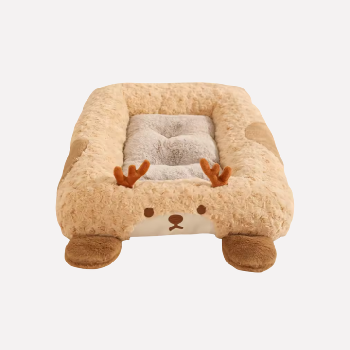 Curled nest pet bed, super plush & cozy for dogs. Provides secure comfort & is fully washable for easy care.
