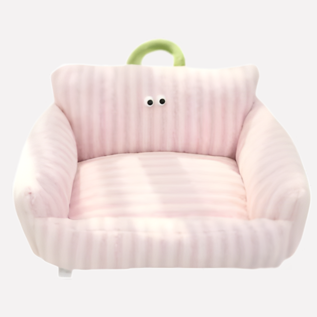 Soft plush elevated cat bed, a cozy washable sofa for pets, designed for ultimate comfort & relaxation.