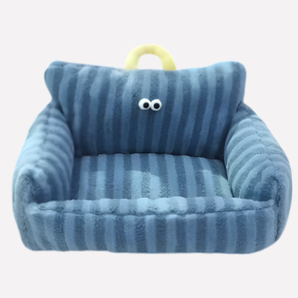 Elevated plush pet sofa bed, perfect for small to medium dogs & cats to relax in comfort. Pet furniture.