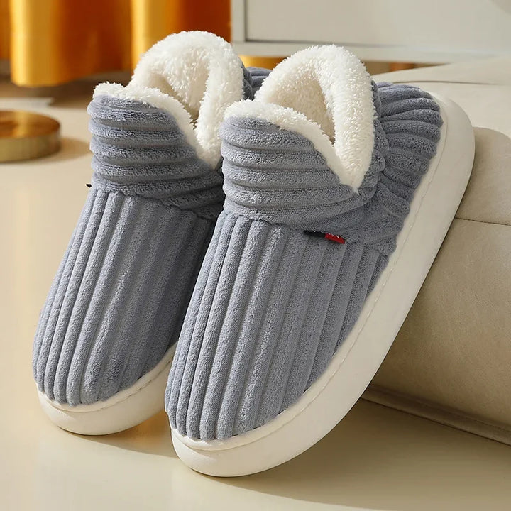 Warm unisex slippers with a soft, plush lining, perfect indoor comfort footwear