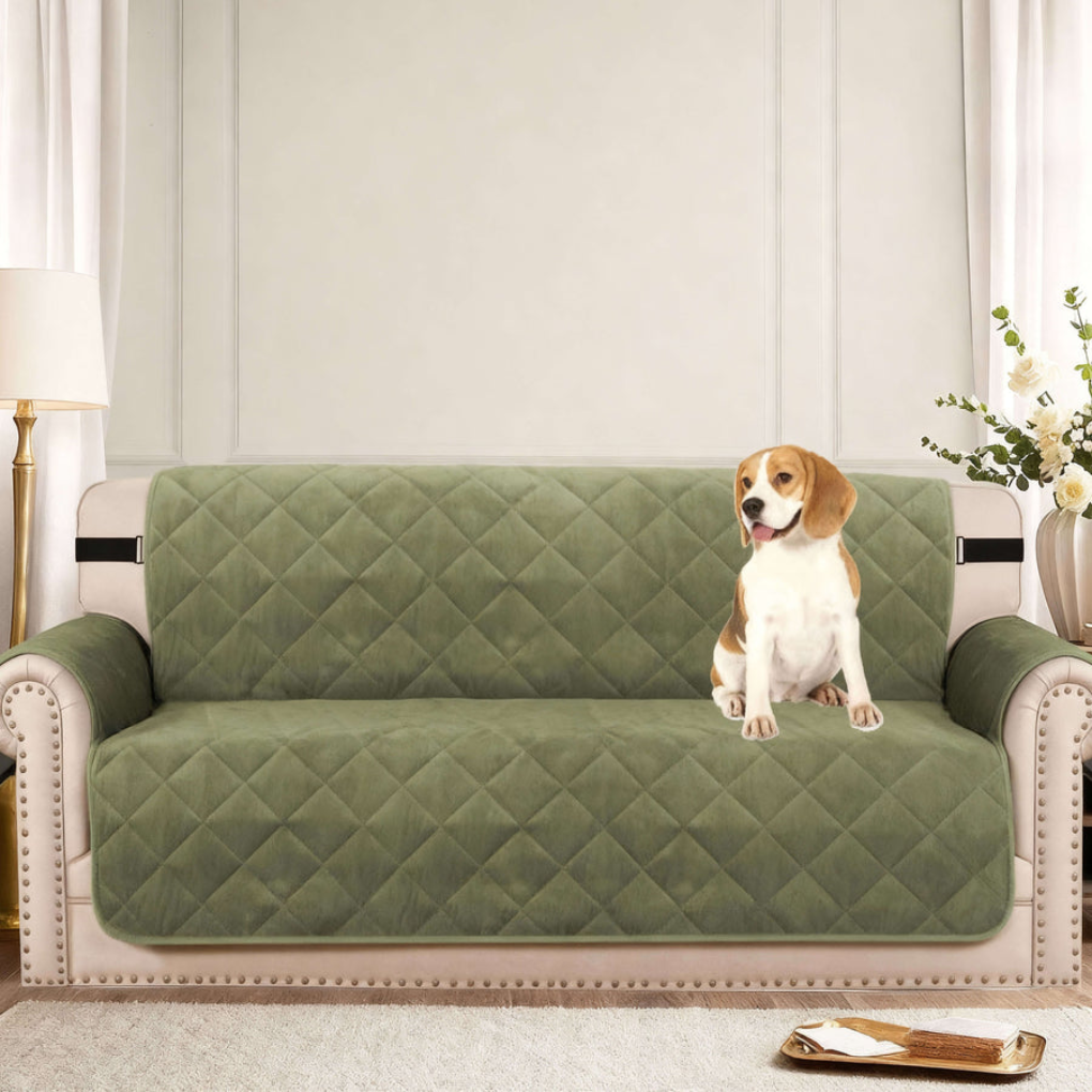 Luxurious plush velvet sofa slipcover, waterproof & stain resistant, perfect pet furniture protector.