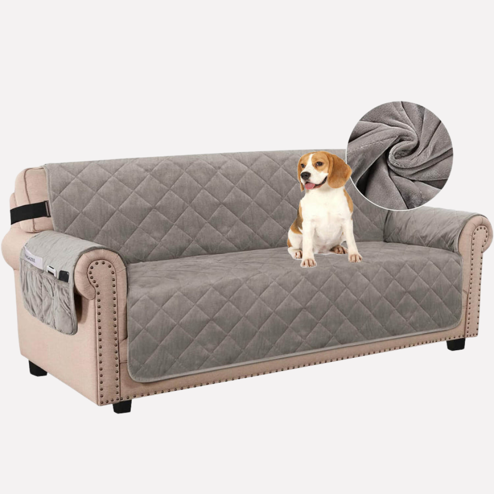 Pet-friendly velvet sofa cover, waterproof & washable, protects furniture from spills and scratches.