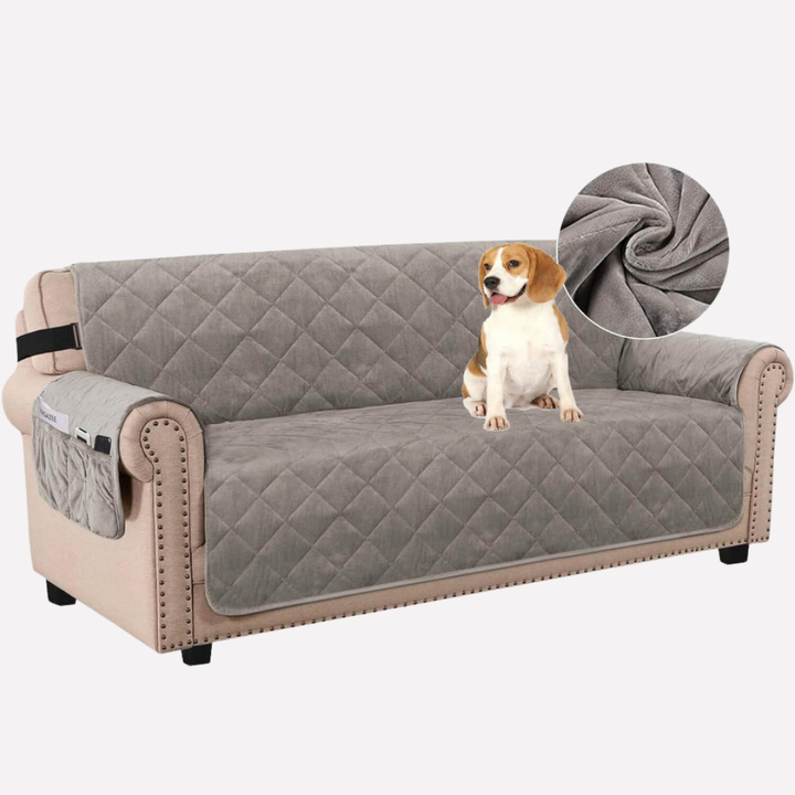 Pet-friendly velvet sofa cover, waterproof & washable, protects furniture from spills and scratches.