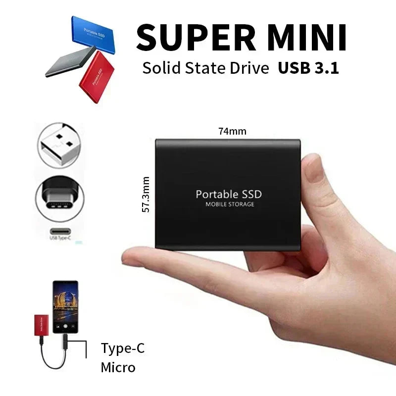 Massive 128TB portable SSD, delivering reliable, high-speed data storage and efficient file transfers.