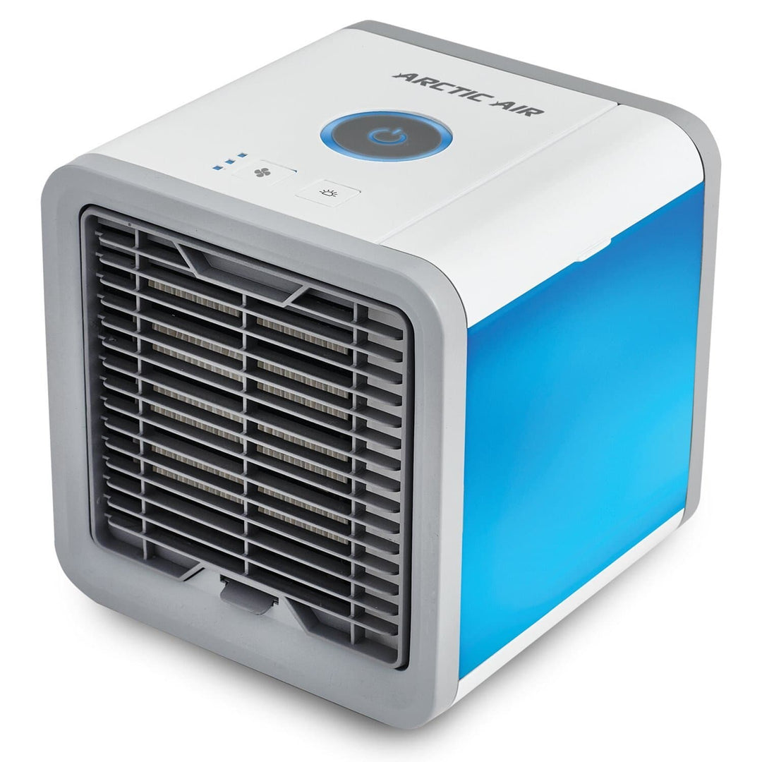Portable 3-in-1 air cooler, humidifier & purifier. Compact desktop fan with USB power for home or office comfort.