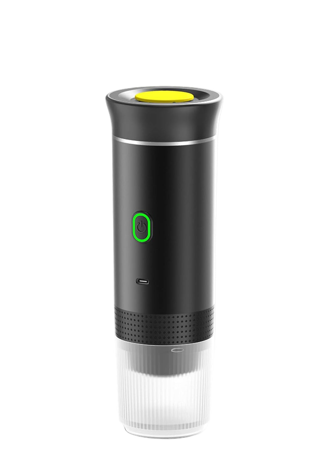 Compact travel espresso maker. Rechargeable battery, perfect for camping, hiking & road trips.