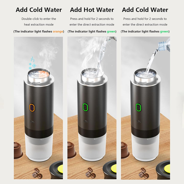 Easy-to-use portable espresso maker. Rechargeable, works with ground coffee & Nespresso capsules.
