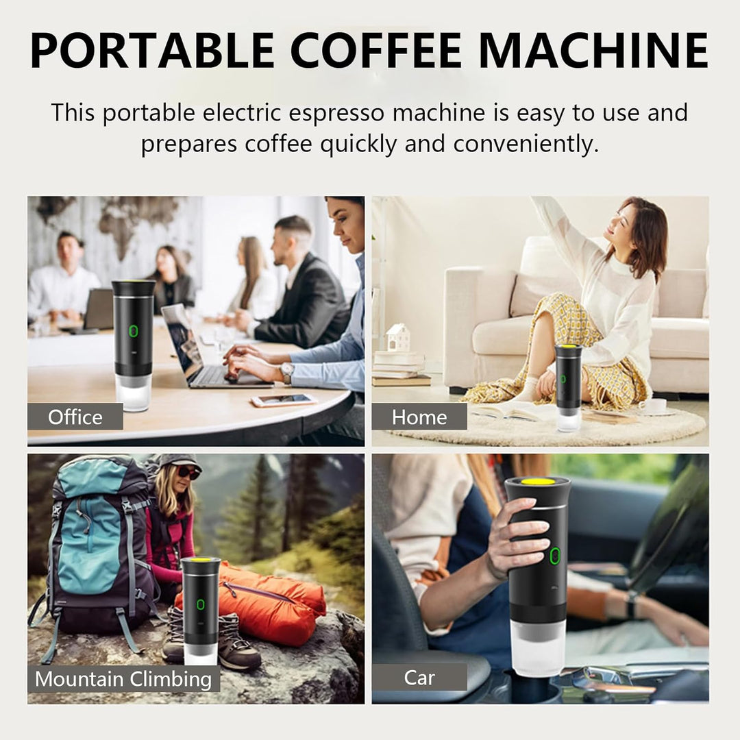 Rechargeable battery portable espresso & coffee maker for ultimate freedom in brewing hot beverages.