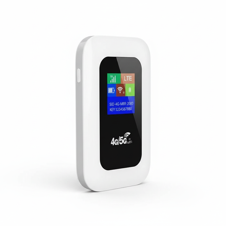 Portable 5G Wi-Fi router for high-speed mobile internet, ideal for travel & remote work.