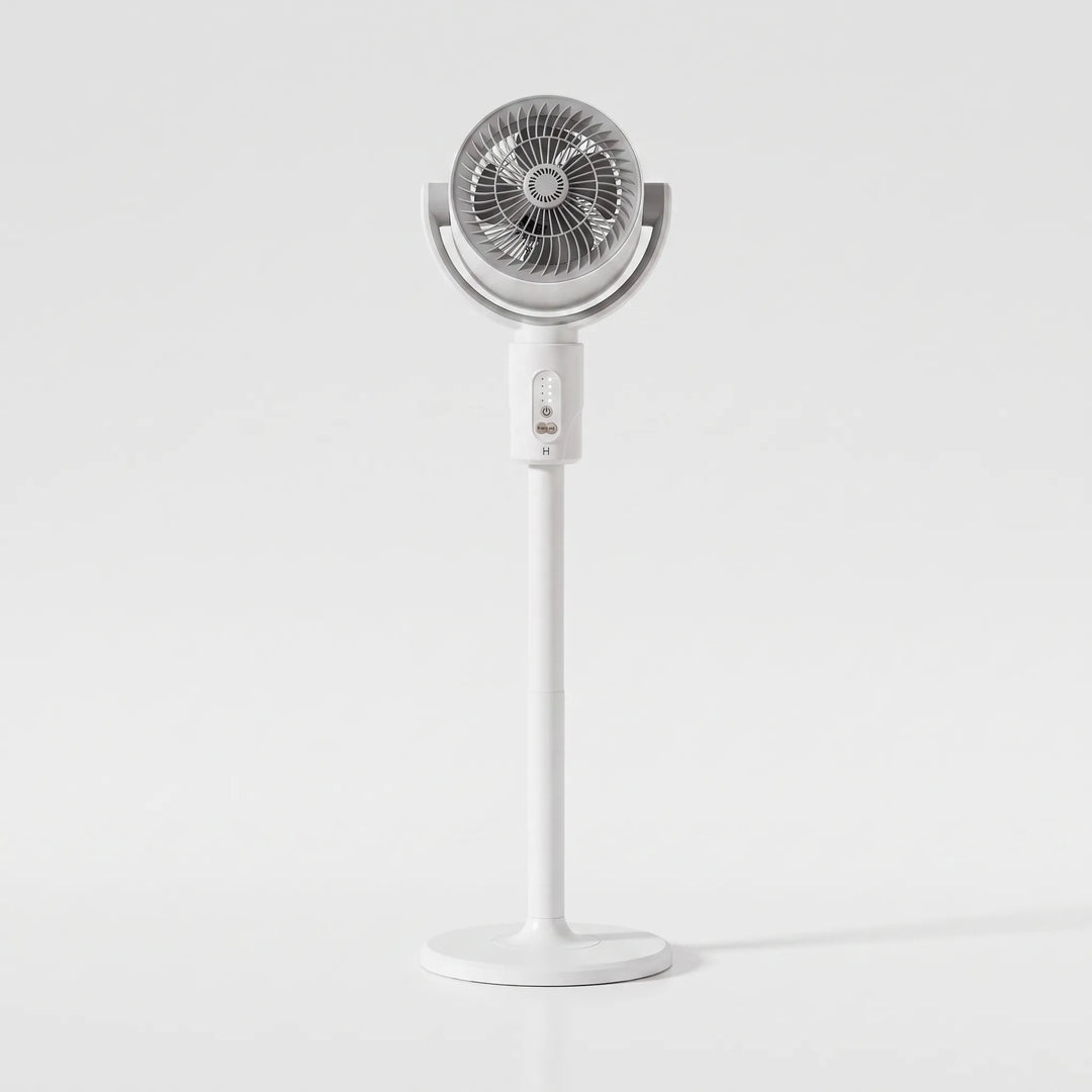 White pedestal fan with remote for easy operation. Adjustable height delivers powerful, convenient home cooling.
